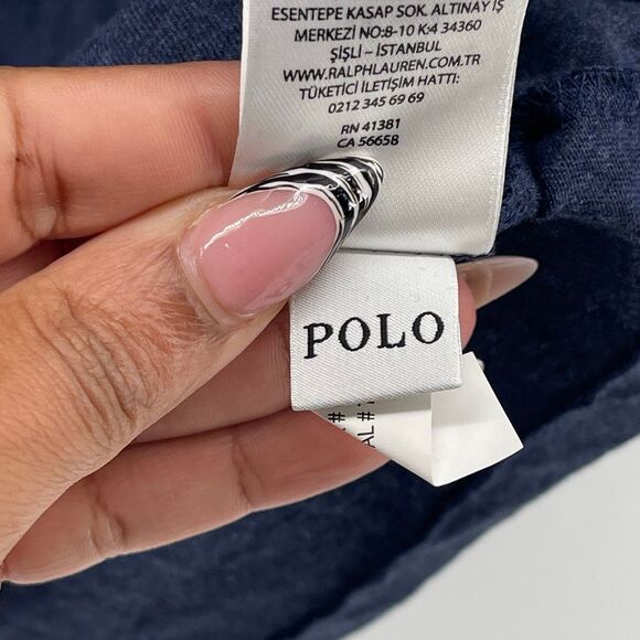 Polo Ralph Lauren Navy Crewneck T Shirt Custom Slim Fit Cotton Logo Tee Medium - Picture 9 of 11